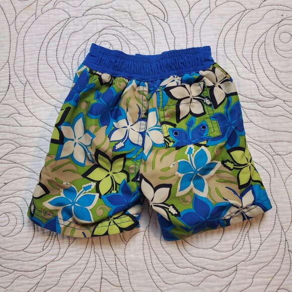 [3-6M] GYMBOREE Blue/Green Floral Baby Swim Shorts - Picture 2 of 6
